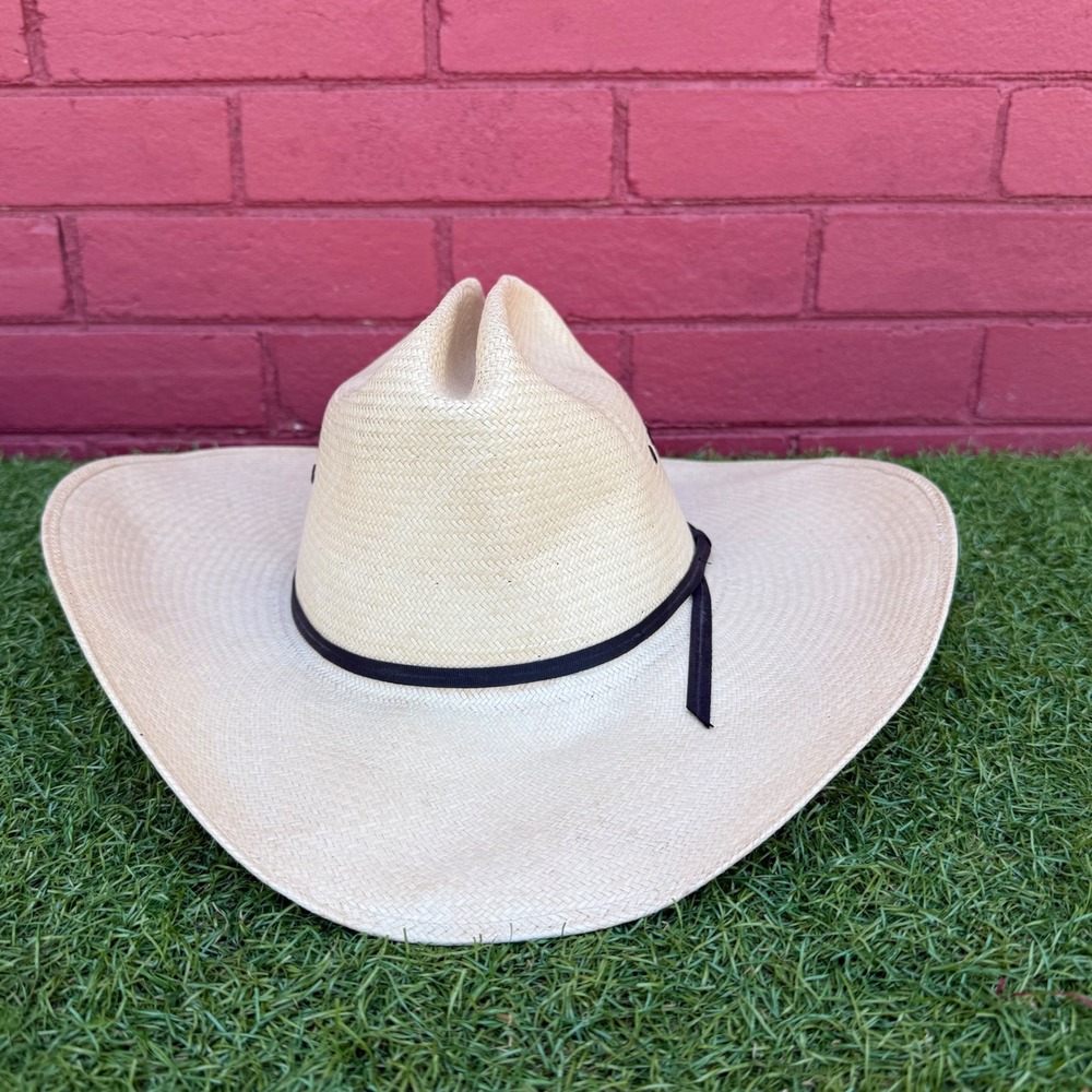 Wrangler 5 Star Straw Cowboy Hat Size 7 1/8‎ Made in Texas Tan Cattleman Crease